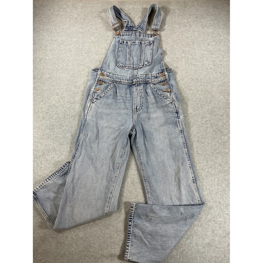 Gap Denim Kids Girls L 10 Light Wash Blue Denim Bib Overalls Straight Leg 2879